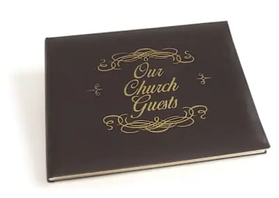 Church Guest Book - Large Black Bonded Leather Crafted