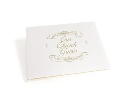 Church Guest Book - Large White Bonded Leather Top Pick
