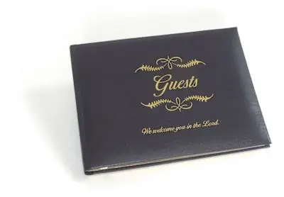 Certified Guests Book - Black Bonded Leather Padded Cover