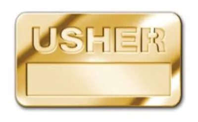 Usher Name Badge - Brass Modern