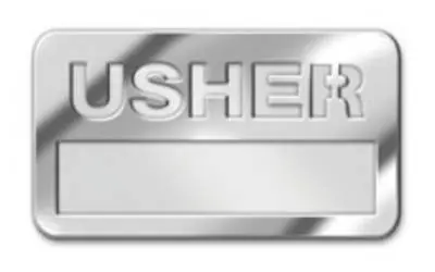 Usher Name Badge - Silver Finish Best Price