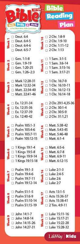 Bible Skills Drills and Thrills Red Cycle Bible Reading Plan Bookmark Low Price
