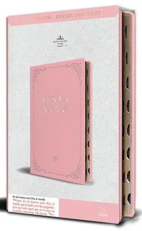 Warranty Included Biblia RVR 1960 letra grande tamaño manual, Piel rosada con índice / Spanish Bible RVR 1960 (Handy Size Large Print Leathersoft pink with index)